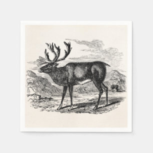 Serviettes En Papier Illustration personnalisée des cerfs de rennes vin
