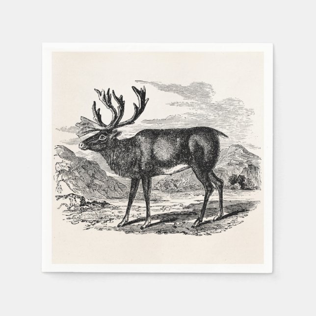 Serviettes En Papier Illustration personnalisée des cerfs de rennes vin (Devant)