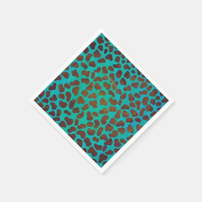Serviettes En Papier Impression Brown et Turquoise dalmate (Coin)