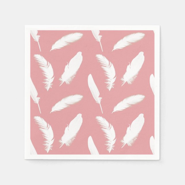 Serviettes En Papier Impression en plumes blanches sur coque rose (Devant)