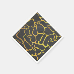 Serviettes En Papier Impression Giraffe noir et jaune