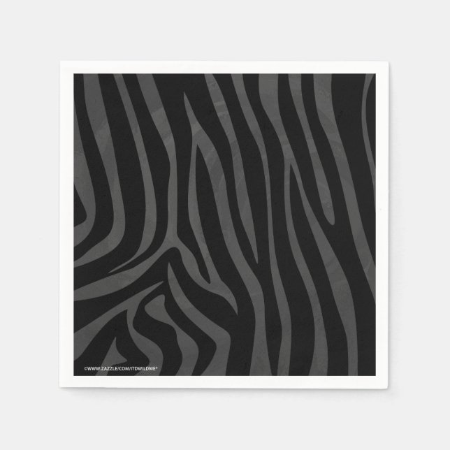 Serviettes En Papier Impression noire et grise Zebra (Devant)