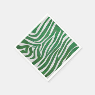 Serviettes En Papier Impression verte et blanche Zebra