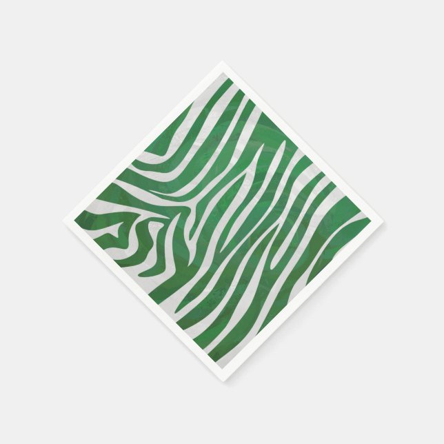 Serviettes En Papier Impression verte et blanche Zebra (Coin)