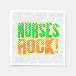 Serviettes En Papier Infirmières Rock, Orange/Green Fun Nurse