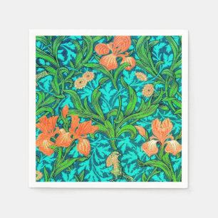 Serviettes En Papier Iris, orange et turquoise de William Morris