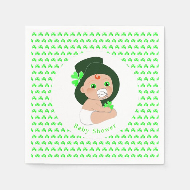 Serviettes En Papier Irish Baby Leprechaun Lucky Shamrock Baby shower (Devant)