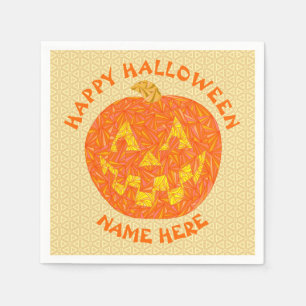Serviettes En Papier Jack-o'-lantern Halloween Tricoter Ou Treat Party