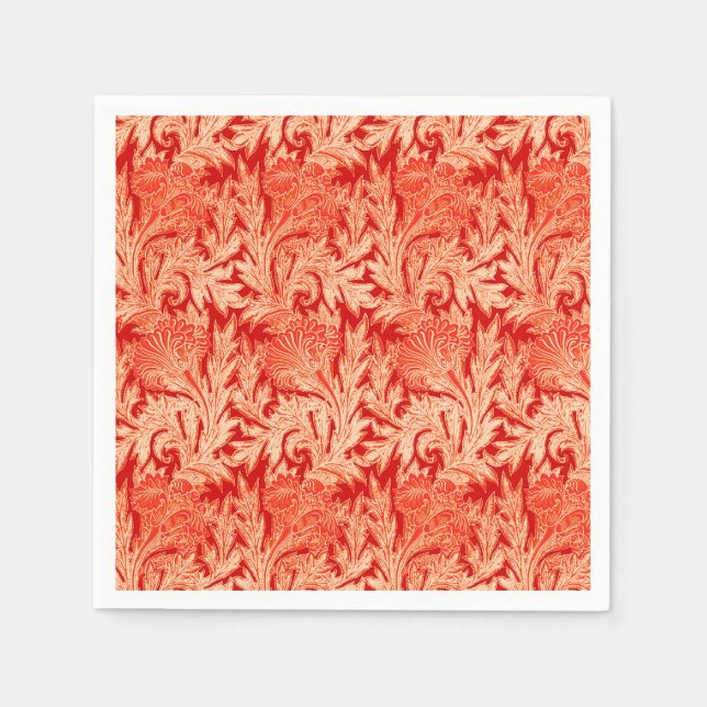 Serviettes En Papier Jacobean Flower Damask, Mandarin et orange clair (Devant)