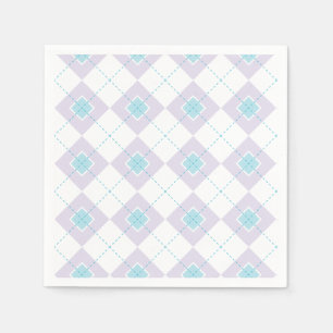 Serviettes En Papier Jacquard bleu clair et violet