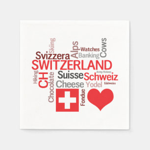 Serviettes En Papier J'aime la Suisse - choses suisses préférées