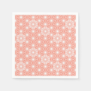Serviettes En Papier Japonais Asanoha motif - corail rose