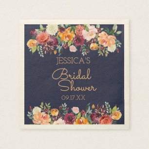 Serviettes En Papier Jardin Chic Floral Marine Bleu Personnalisé Napkin
