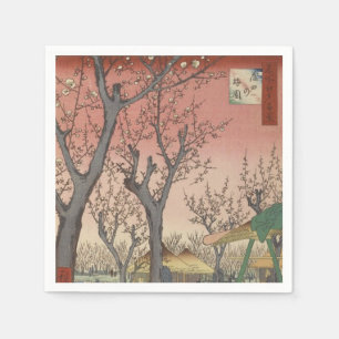 Serviettes En Papier Jardin de prune fleuri d'arbre japonais