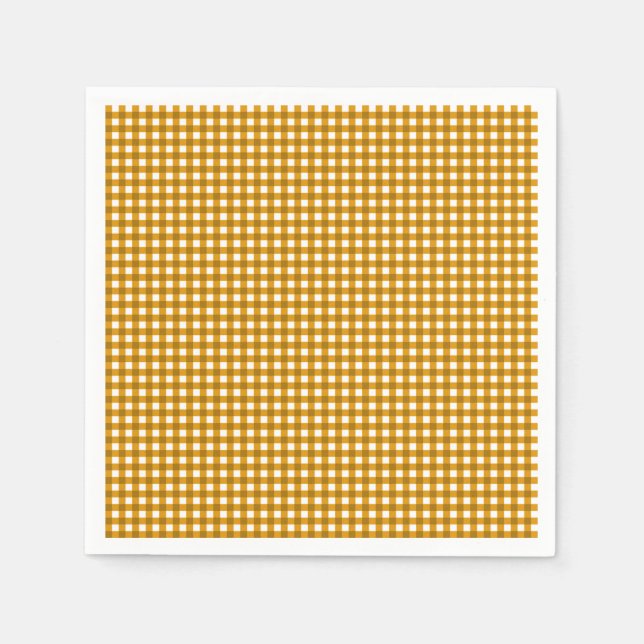 Serviettes en papier jaune En vichy-moutarde (Devant)