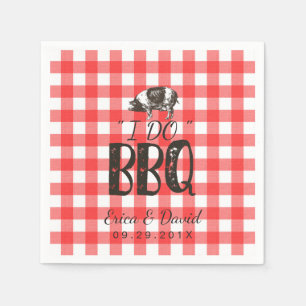 Serviettes En Papier Je fais BBQ Mariage Party Red En vichy Pig Roast