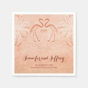 Serviettes En Papier Joli couple flamingo plage de mariage serviettes e