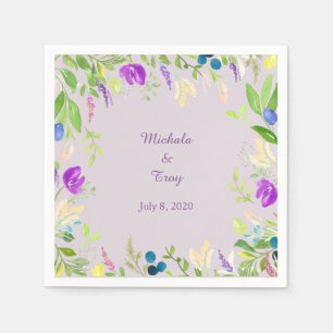 Serviettes En Papier Joli Mariage floral orchidée aquarelle