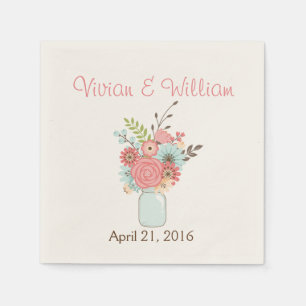 Serviettes En Papier Joli Mason Floral Jar Mariage Personnalisé Napkin