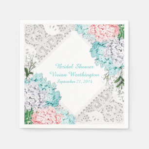 Serviettes En Papier Jolie dentelle et Fête des mariées d'Hydrangeas