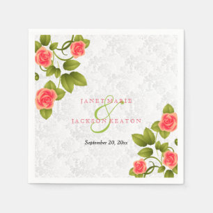 Serviettes En Papier Jolie fleur Rose de corail