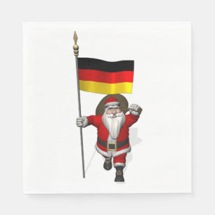 Serviettes En Papier Jolly Santa Claus Avec Drapeau D'Allemagne
