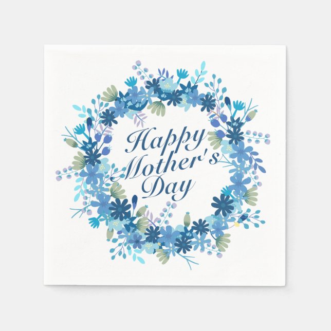 Serviettes En Papier Joyeuse Fête des Mères Hiver Floral Wreath Napkin (Devant)