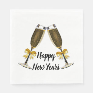 Serviettes En Papier Joyeuses Lunettes de Champagne du Nouvel An