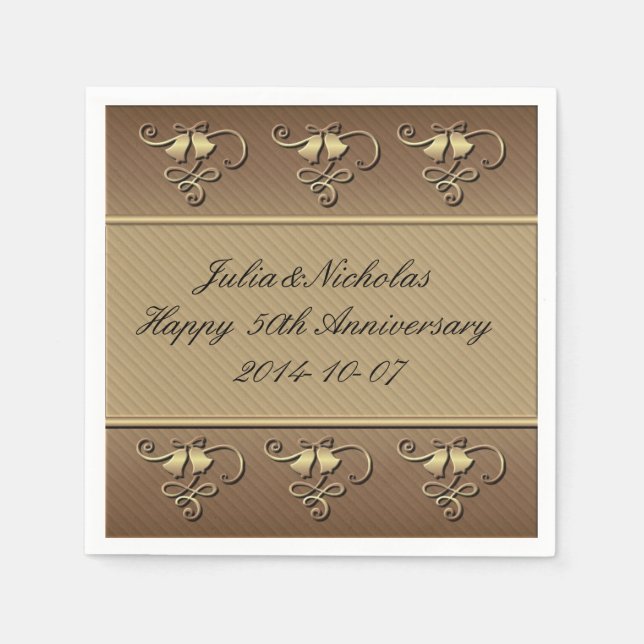 Serviettes En Papier Joyeux 50e anniversaire Gold personnalisées servie (Devant)