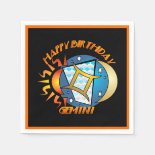 Serviettes En Papier Joyeux anniversaire Gemini Zodiac Signal de naissa