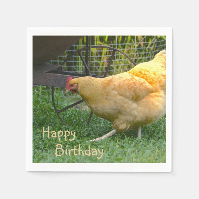 Serviettes En Papier Joyeux Anniversaire Poulet Napkin (Devant)