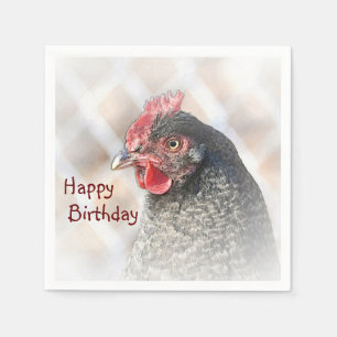 Serviettes En Papier Joyeux Anniversaire Poulet Napkin