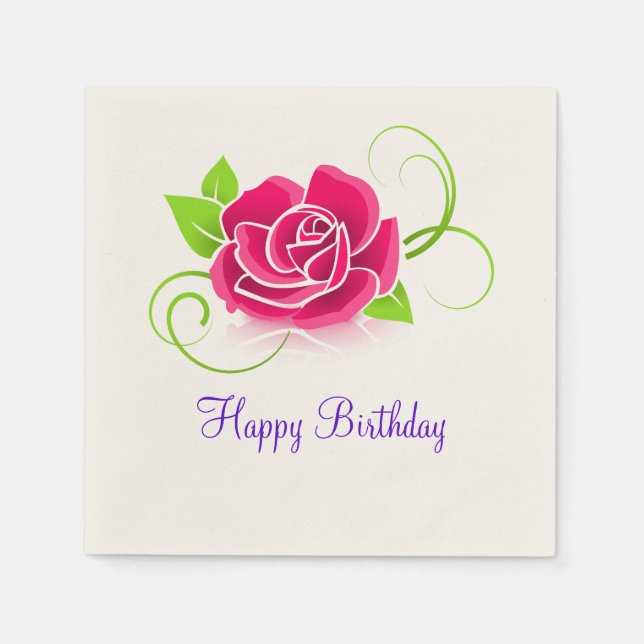 Serviettes En Papier Joyeux Anniversaire rose (Devant)