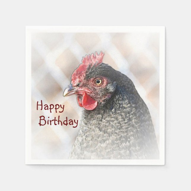 Serviettes En Papier Joyeux Anniversaire Serviette de Poulet (Devant)
