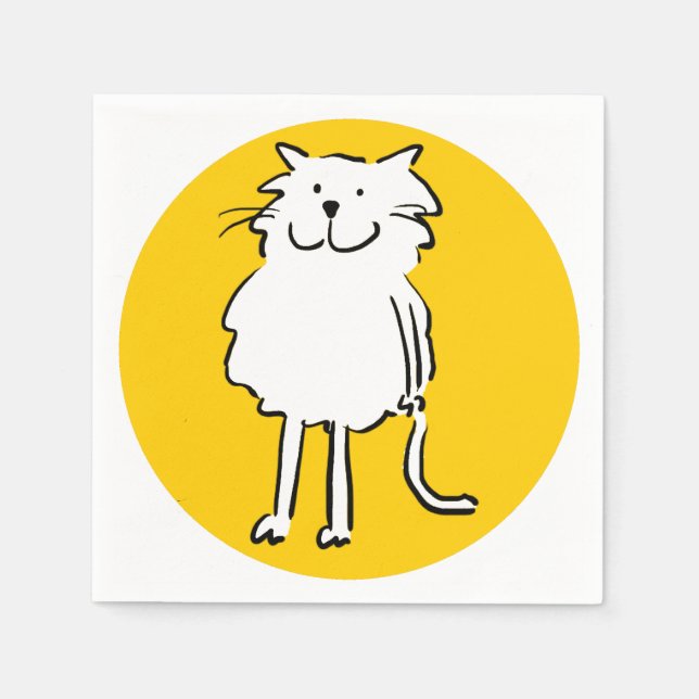 Serviettes En Papier Joyeux chat souriant comme dessin amusant (Devant)