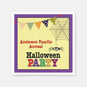 Serviettes En Papier Joyeux Halloween Mignonne Araignée & Toile Colorée