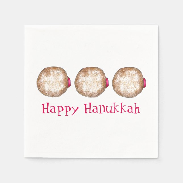 Serviettes En Papier Joyeux Hanoukka Chanukah Jelly Donut Sufganiyah (Devant)