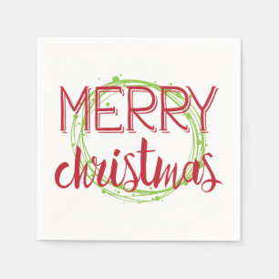 Serviettes En Papier Joyeux Noël bulles de neige Wreath Holiday Napkin