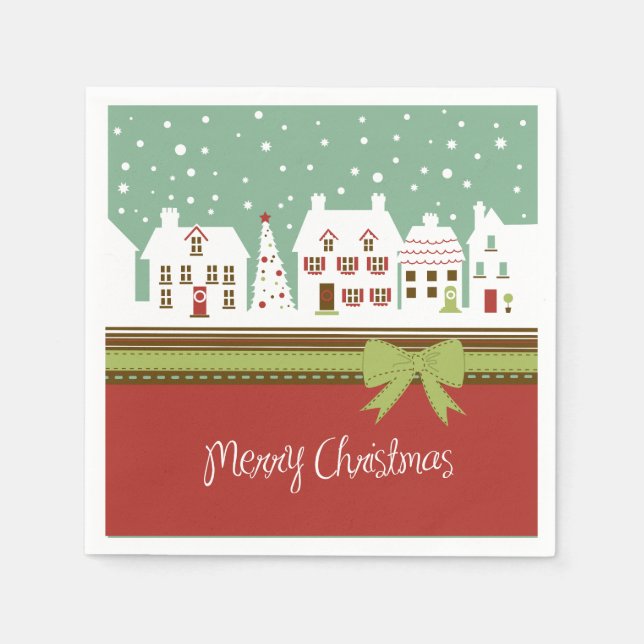 Serviettes En Papier Joyeux Noël Cocktail Vacances Papier Naples (Devant)