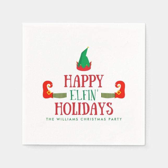Serviettes En Papier Joyeux Noël Elfin (Devant)