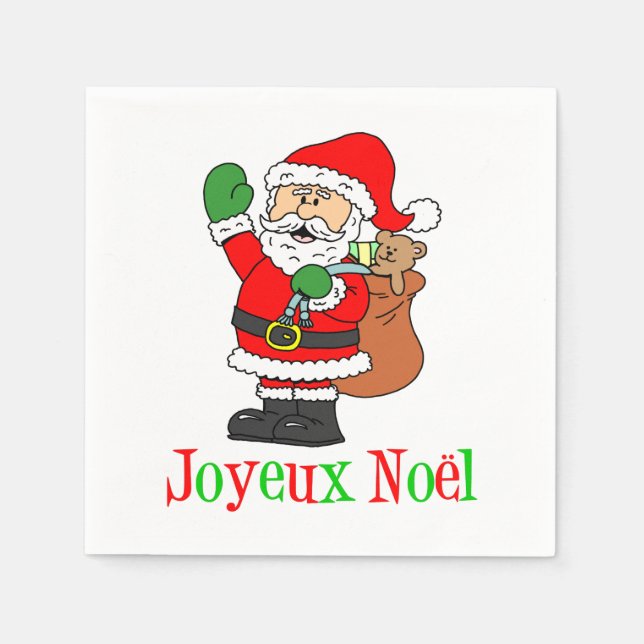 Serviettes En Papier Joyeux Noel Père Noël Français Naples de Noël (Devant)