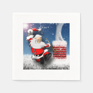 Serviettes En Papier Joyeux Père Noël Danser le réveillon de Noël s