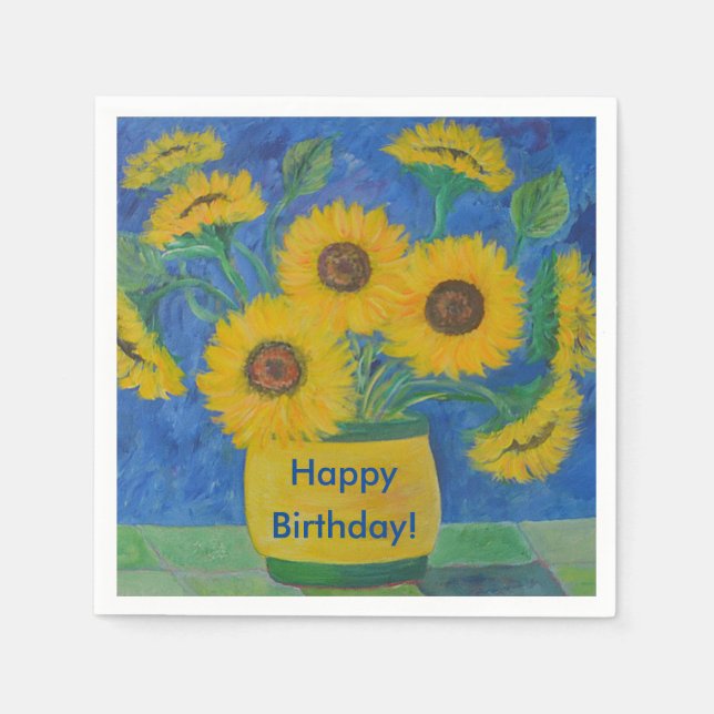 Serviettes En Papier Joyeux tournesol d'anniversaire (Devant)