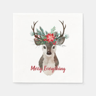 Serviettes En Papier Joyeux tout aquarelle Deer Antler Bouquet