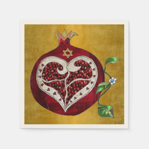 Serviettes En Papier Judaica Pomegranate Heart Hanoukka Rosh Hashanah