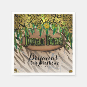 Serviettes En Papier JUNGLE PARTY Gold Glam Poster de animal