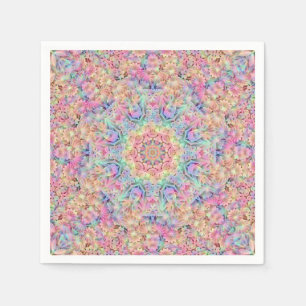 Serviettes En Papier Kaléidoscope vintage hippie de fractale de
