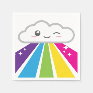 Serviettes En Papier Kawaii Cloud et Rainbow Napkins