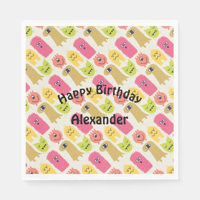 Serviettes En Papier Kawaii Monster Annithday Party Napkin (Devant)