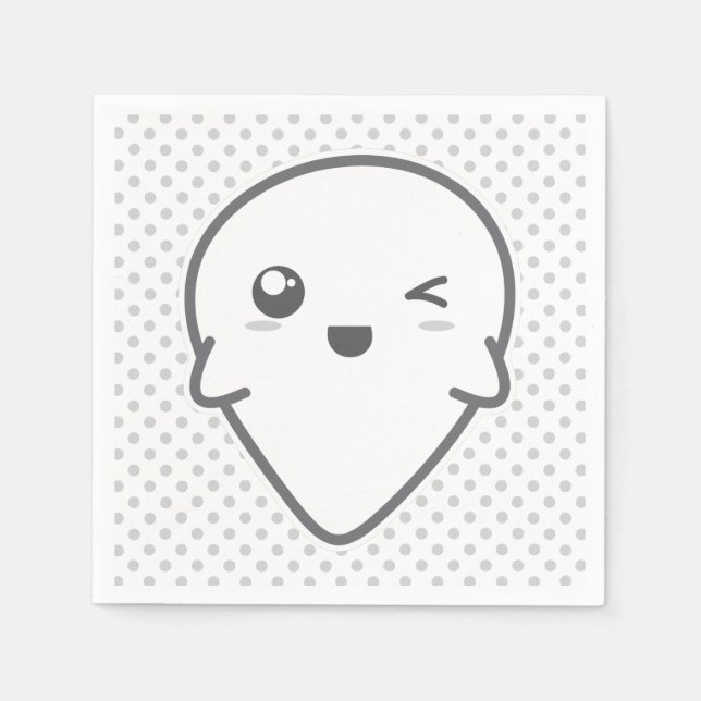 Serviettes En Papier Kawaii Winking Ghost Napkins (Devant)